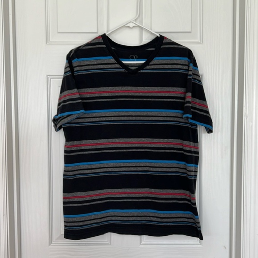 Op mens black striped short sleeve teeshirt
